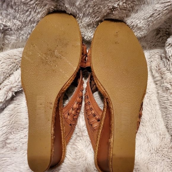 Ralph Lauren Giana Wedge Slip On Sandal Size 6 Brown Woven Leather - Picture 2 of 5